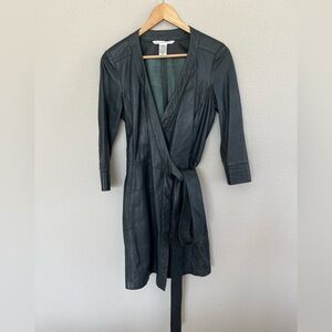 Dian von Furstenberg Leather Tie Jacket